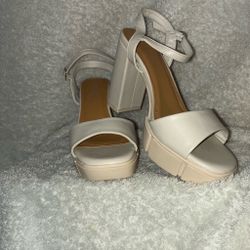 Ivory Platform Chunky Heels