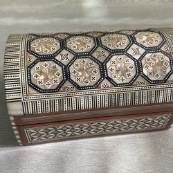 Vintage White Mosaic Moorish Jewelry Box