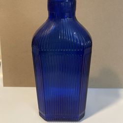 Antique Large McKESSON`S Cobalt Blue Ribbed Poison Bottle