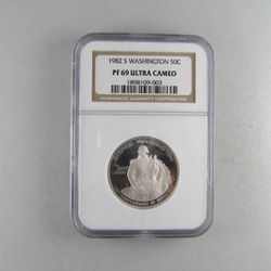 1982-S Washington Silver Half Dollar, NGC PF-69--COOL HISTORIC COIN!