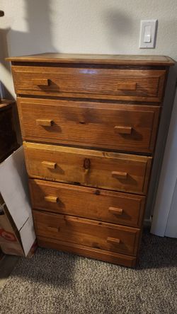 5 Drawer Wheeled Wooden Dresser