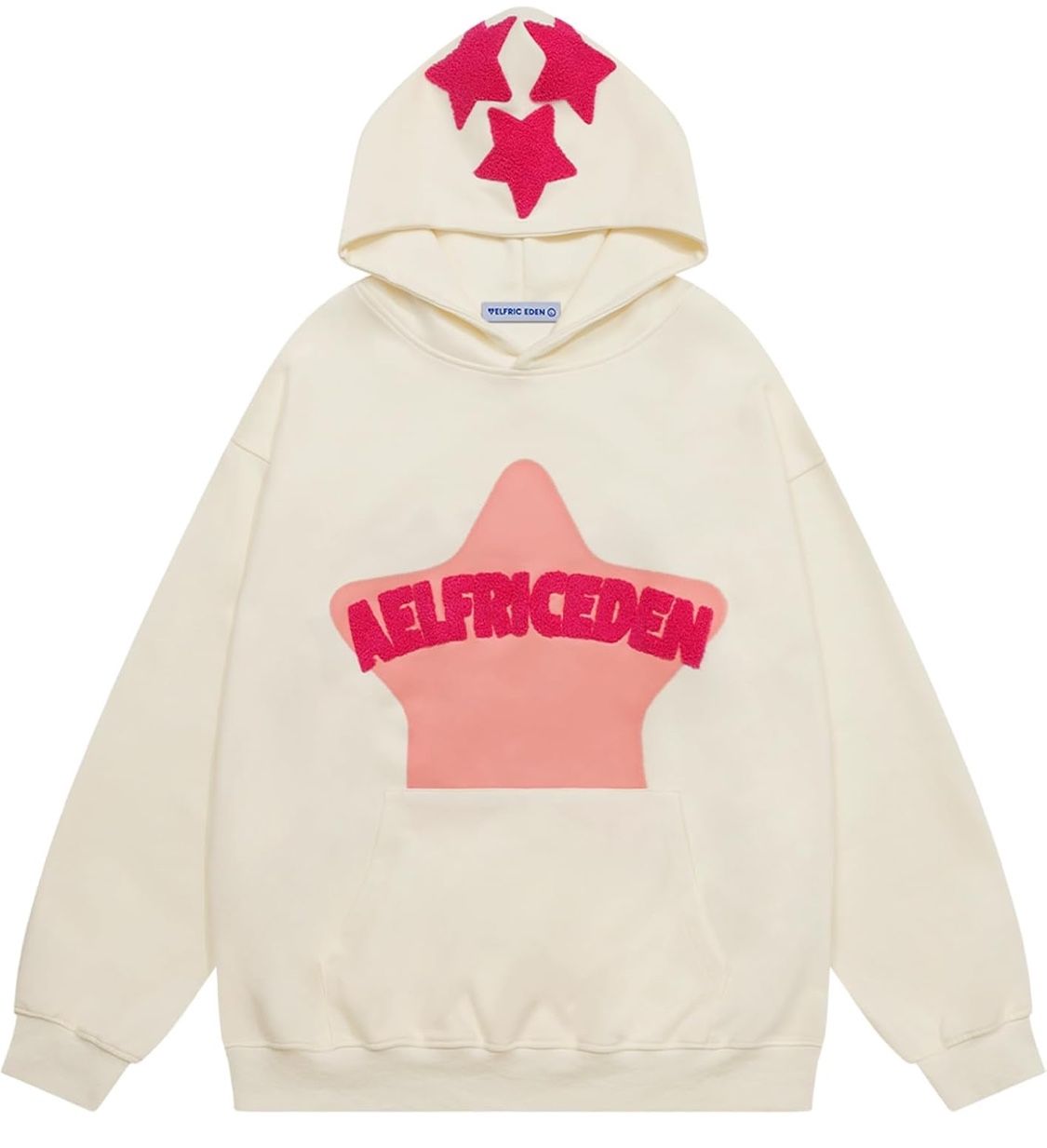 Aelfric Eden Unisex Pink Star Print Hoodie Small