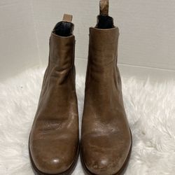 Boemos Made in Italy Size 39/8.5-9 Leather Block Heel Ankle Booties Brown