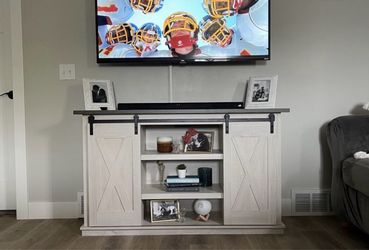 Farmhouse Sliding Barn Door TV Stand Credenza Entertainment Center
