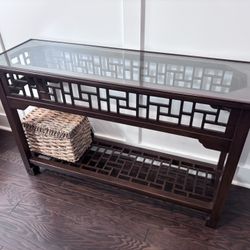 Glass Top Asian-Inspired Console Table (Pickup Only)