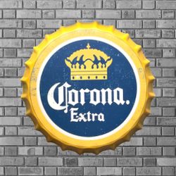 14” Corona Bottle Cap Metal Tin Sign
