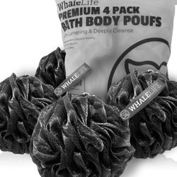 8pcs Shower Puff Bath Sponge Shower Loofahs Pouf Ball Nature Bamboo Charcoal Black