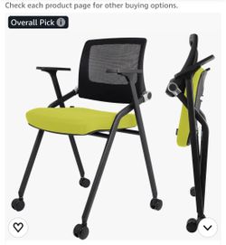 2 Pack Foldable Office Chairs with Wheels, Mesh Back, Arms and Portable - Folding Office Chairs for Conference Room Chair