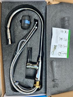 Chrome Pull-Down Kitchen Faucet with Supply Lines