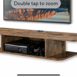 Wall Mounted Entertainment Center 2 Tier Modern Floating TV Stand Media Console, Brown