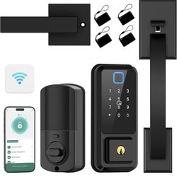 Smart Locks for Front Door with Handle Set, App Control, WiFi Front Door Lock Touchscreen keypad, Keyless Entry Door Lock Fingerprint Deadbolt, Auto L