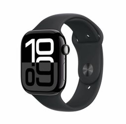 Apple Watch Series 10 GPS 46mm Jet Black Aluminum Case with Black Sport Band - M/L