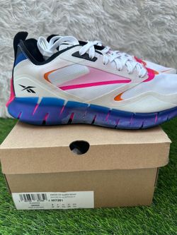 Reebok Zig Kinetica Horizon Running Sneakers White Pink/blue size 9