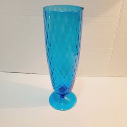 Vintage Empoli Blue Italian Glass Vase 