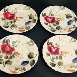 Floral Salad Plates 8 1/2" Set of 4