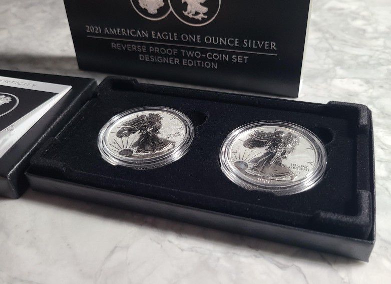 American Eagle 2021 One Ounce Silver Reverse Proof Two-Coin Set Designer
- $225