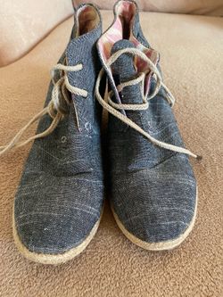 Tom’s Denim Wedge Booties- Size 8