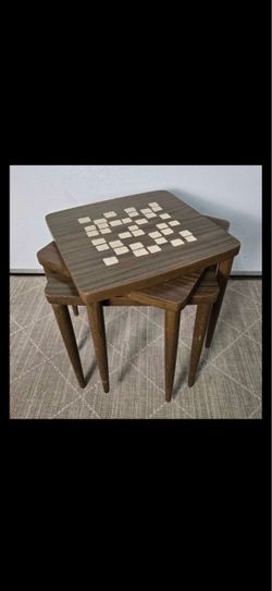 Mid-Century Modern Walnut Nesting Tables Set of 3
