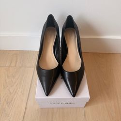 Marc Fisher Women’s 11 Black Leather Pointed Toe Stiletto Slip On Pump Solid ($89+retail)