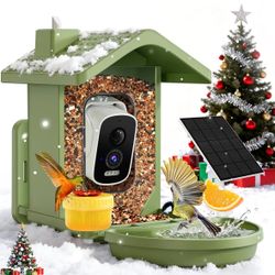 Smart Bird Feeder with Camera Solar Powered, AI Birds Species Identification, 2.5K Live View Video Bird House with Camera for Outside, Weatherproof De