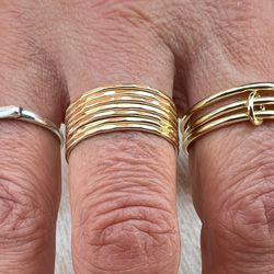 Solid gold stacking rings