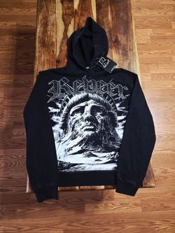 Reever Men's 'Lady Liberty' Black Wash Pullover Hoodie