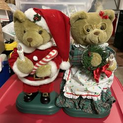 MUSICAL MR & MRS TEDDYBEAR SANTAS VINTAGE 