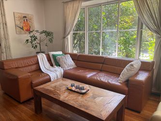 Sectional: leather or faux leather