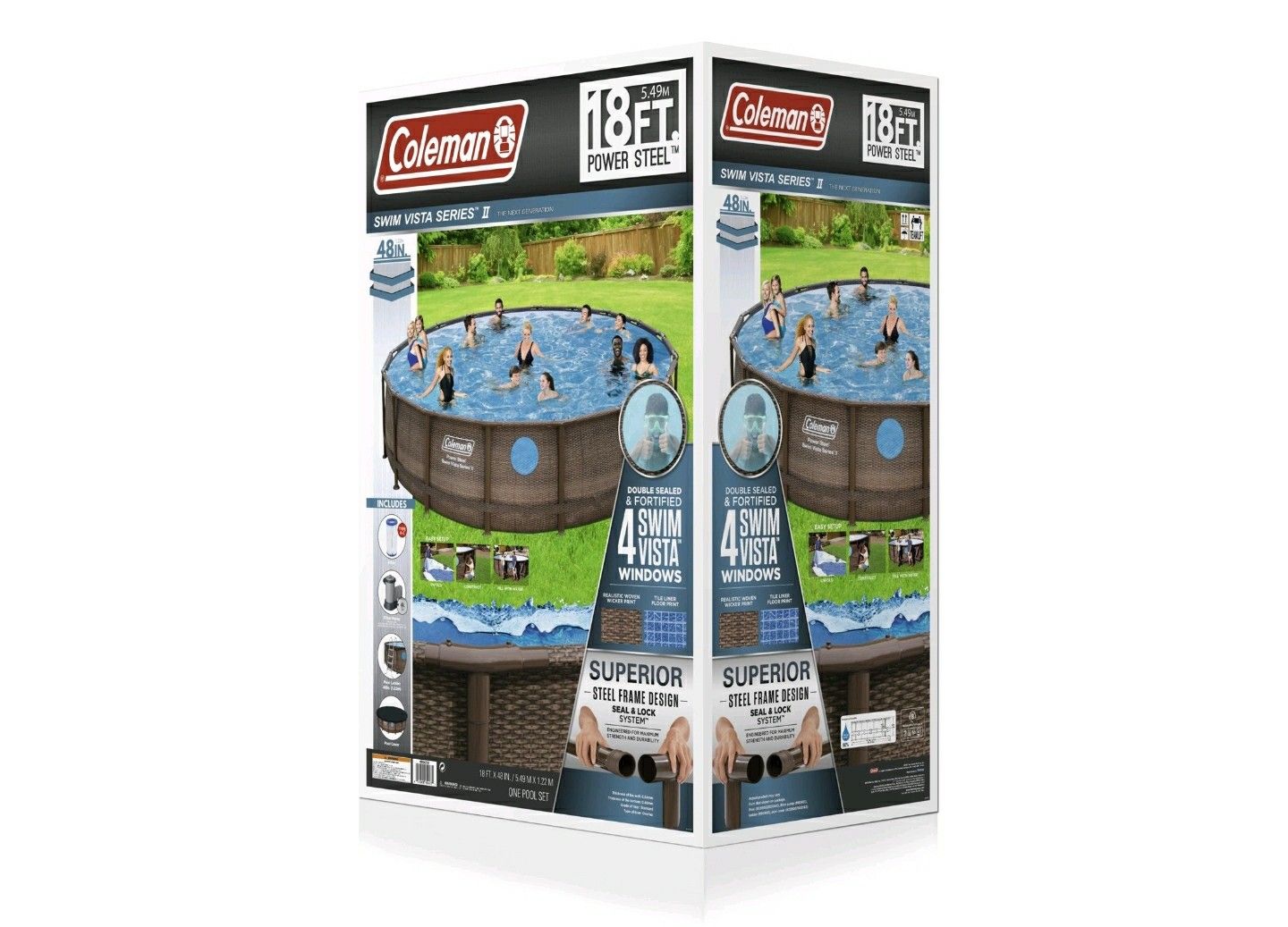 Coleman 18' x 48" Power Steel Swim Vista Series II Swimming Pool
