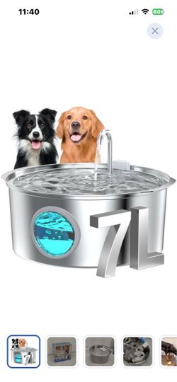 “New”Stainless Steel 7L Pet Water Fountain
