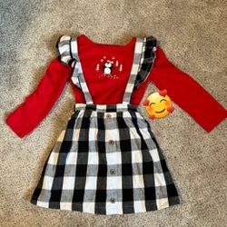 Black White Plaid Overall Girl Dress