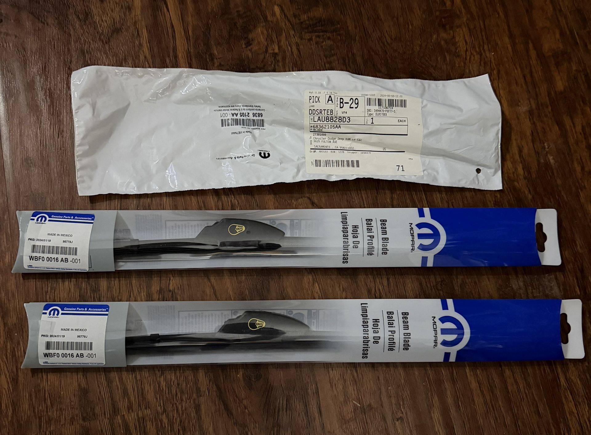 OEM Jeep Wrangler Wiper Blades 2 Front 1 Rear 