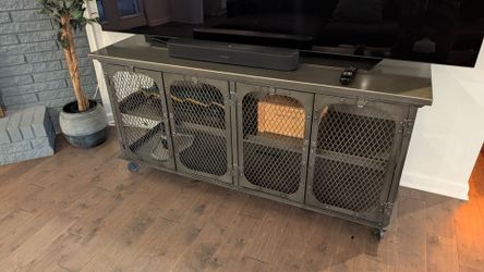 World Market Industrial Metal TV Stand / Media Console on Casters – 4 Doors