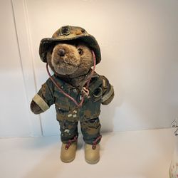 10'' Mini US Marine Corps Male Teddy Bear in Woodland Camo