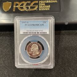 1997 S Gem Proof Washington Quarter Graded By At PR69 With A Deep Cameo C-2