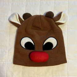 Rudolph Reindeer Ladies Beanie Toboggan Hat