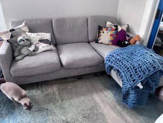 Grey 3-seat Sofa with Adjustable Chaise