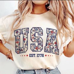 USA Floral Design sweatshirt, Patriotic CrewNeck, 