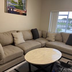 Beige sectional couch