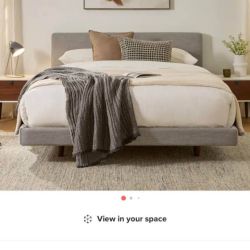 Queen Low Profile Upholstered Bed - Glaze Gray