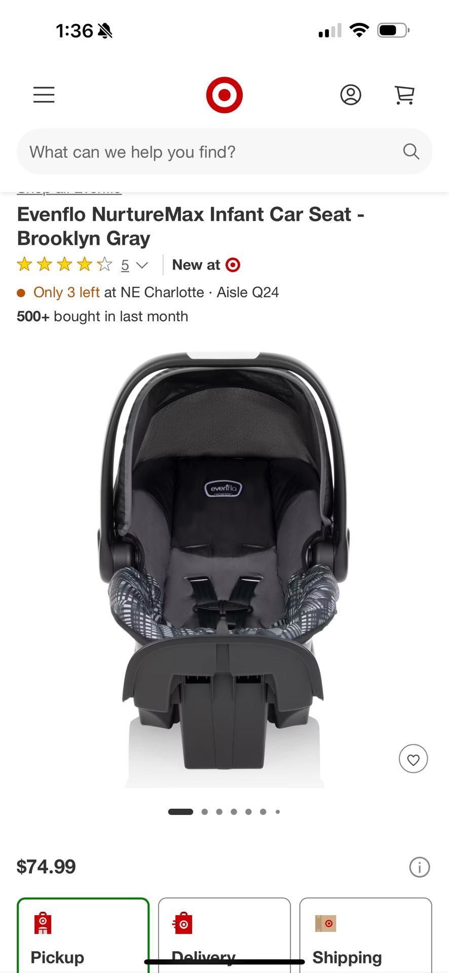 Evenflo NurtureMax Infant Car Seat - Brooklyn Gray