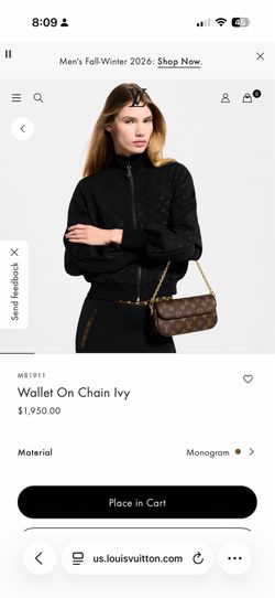 LV wallet on chain Ivy purse/Louis Vuitton bag