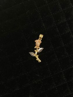 Tri-Color 10K Gold Rose Pendant