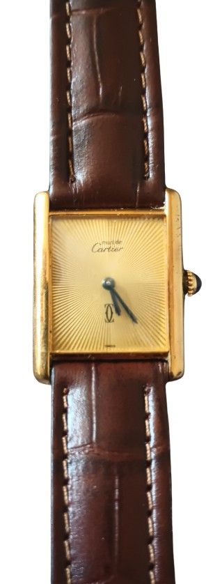 Vintage Cartier Tank 925 Argent Gold Plated Ladies Watch