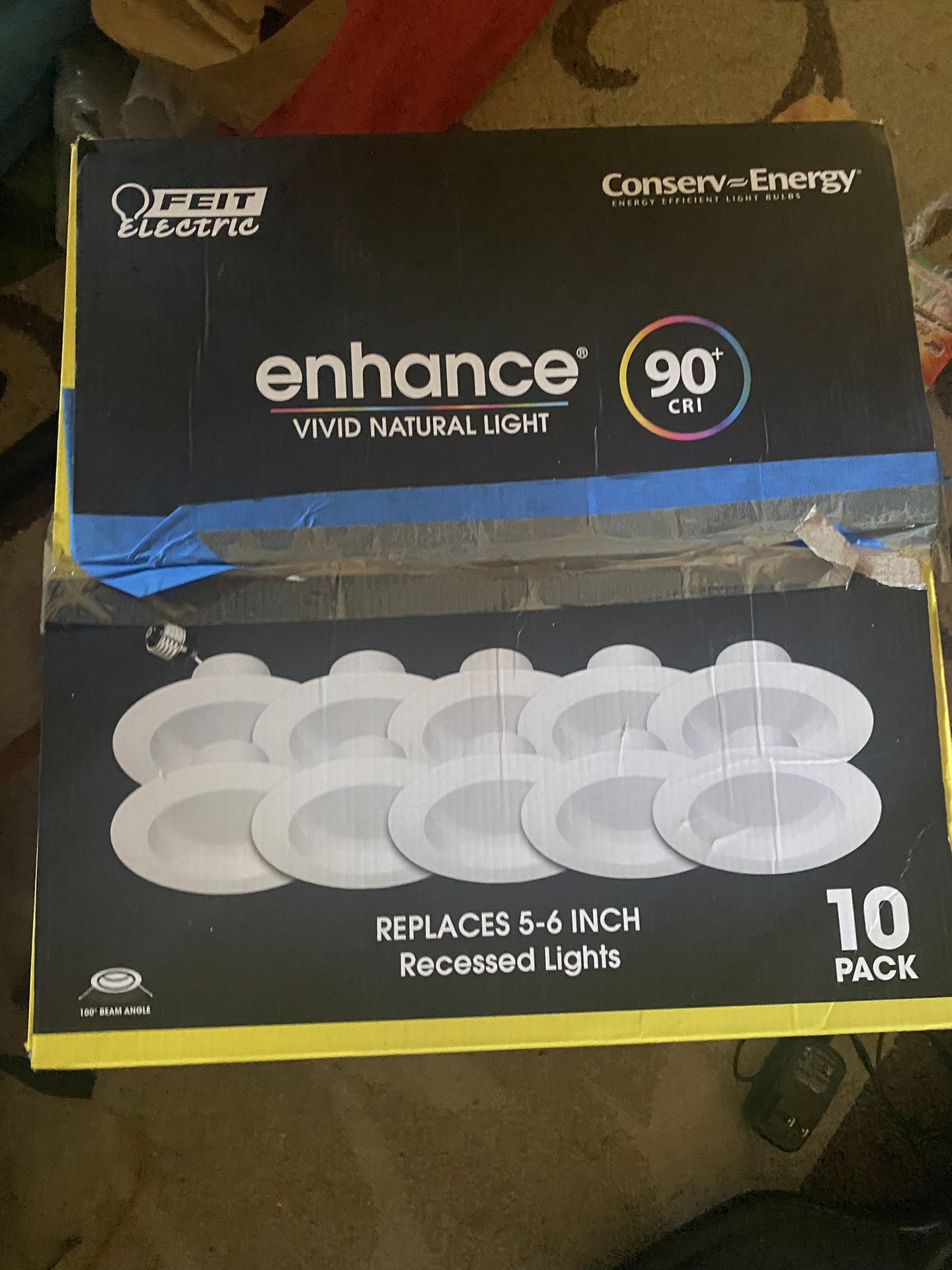 20 pack of Feit Electric LED dimmable recessed downlights.