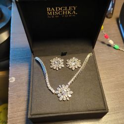 Badgley Mischka earrings and necklace set- womens