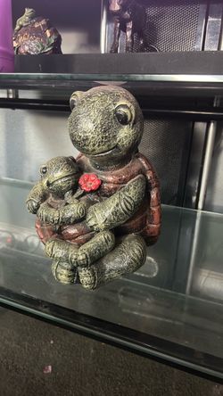 Turtle Figurine Holding Baby Turtle
