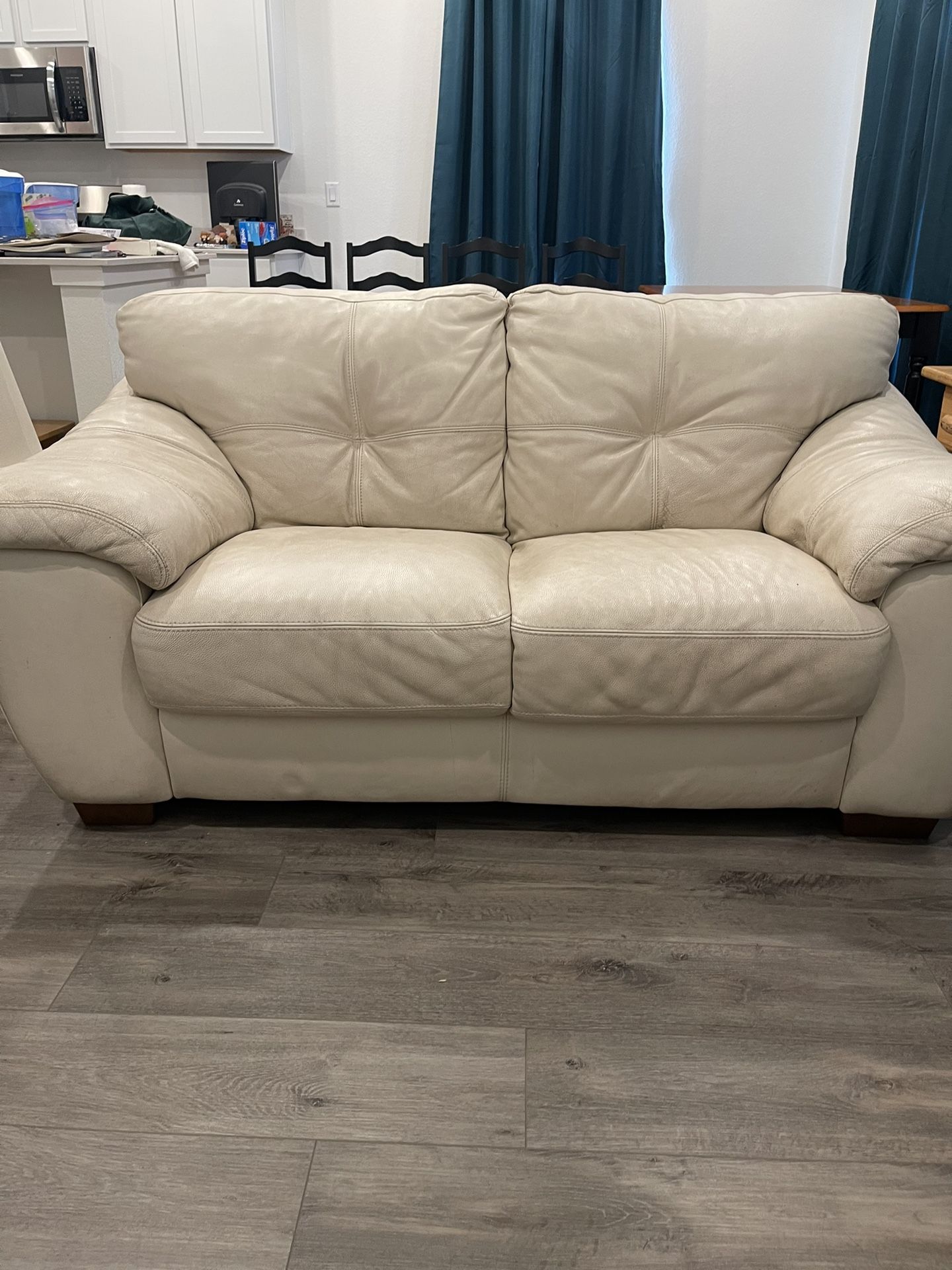 White Bonded Leather Love Seat