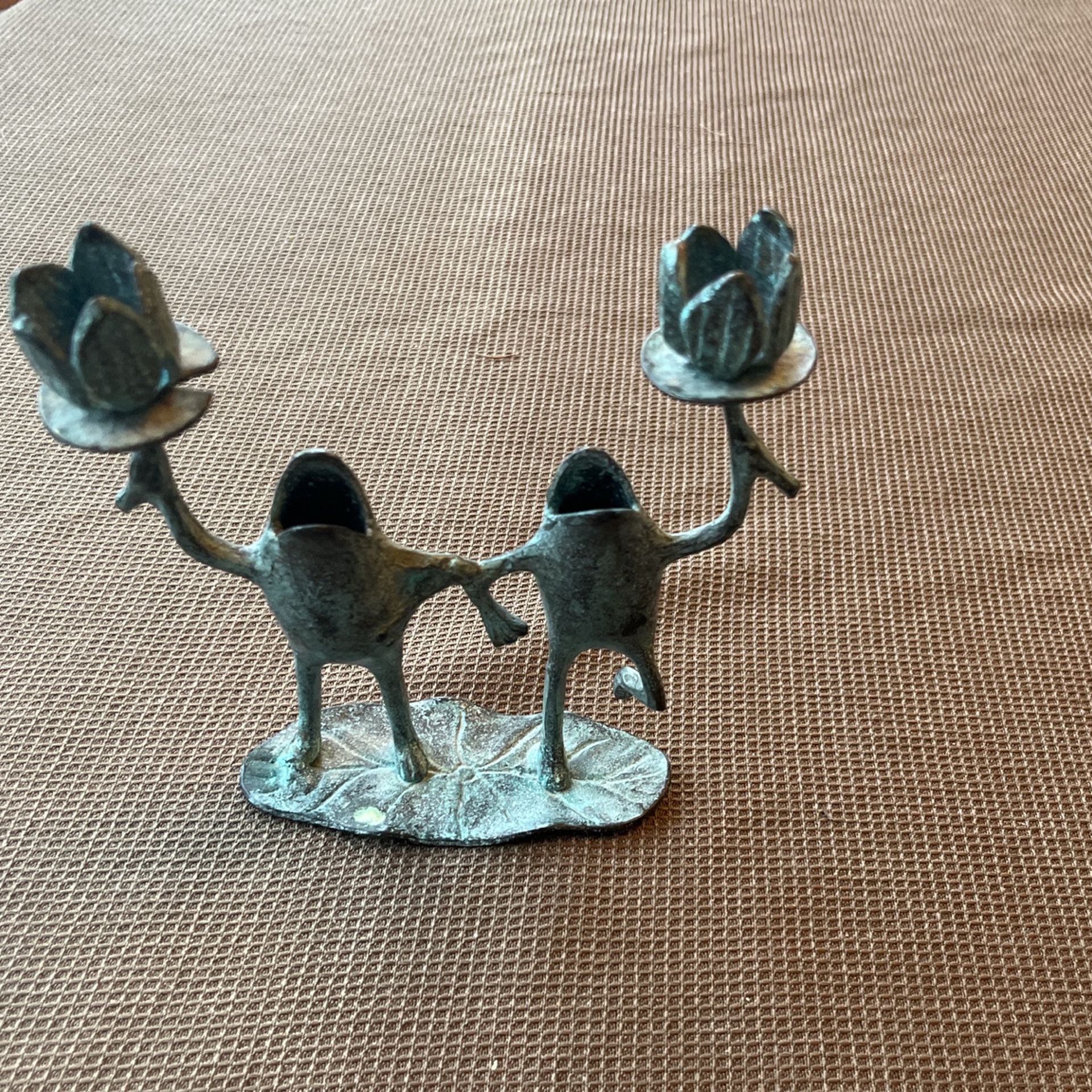 Happy Frog iron candlestick holder