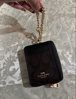 Coach Zip Card Case In Signature Canvas